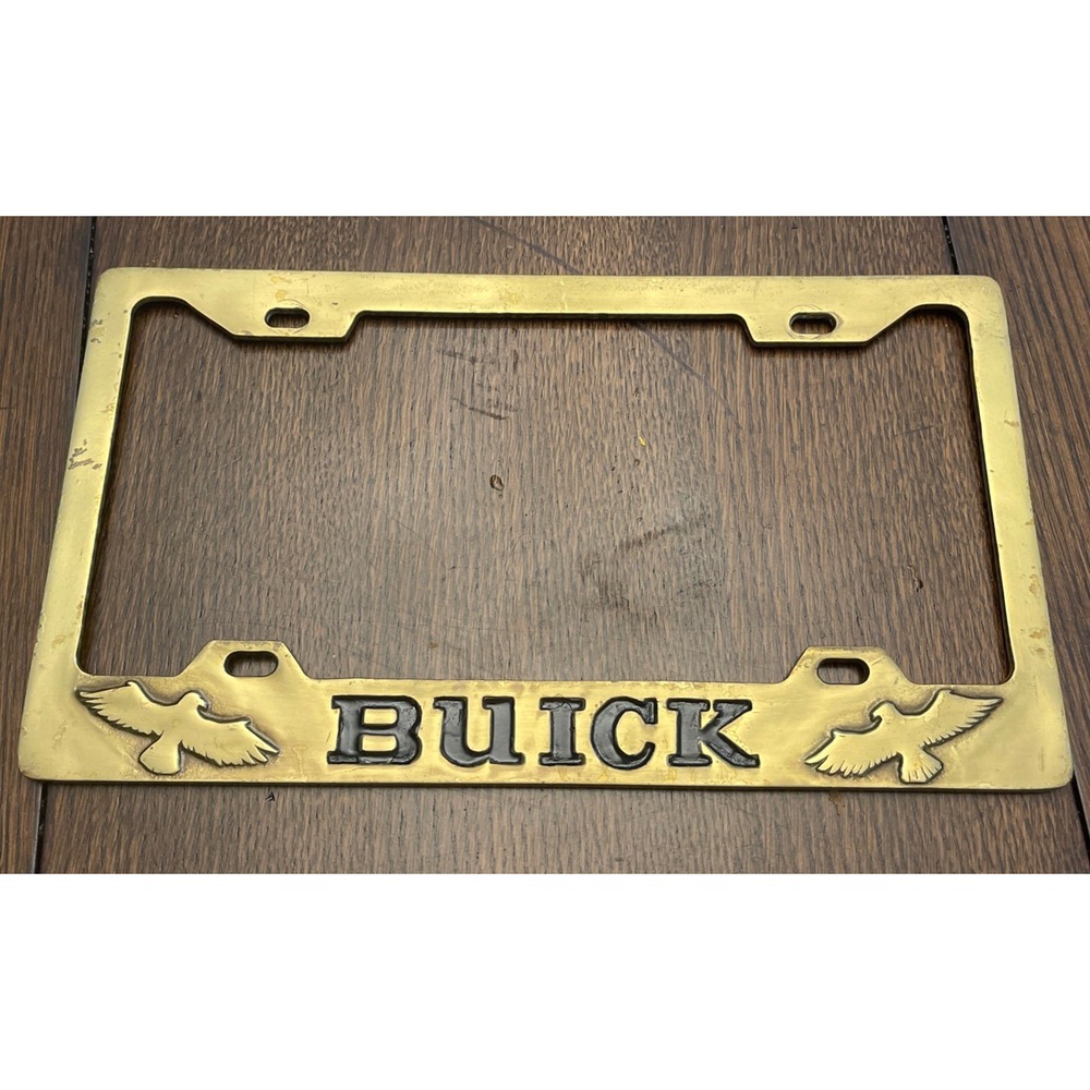 1980 Buick SolidBrass License Plate Frame Eagles Buick Vintage Rare Heavy!